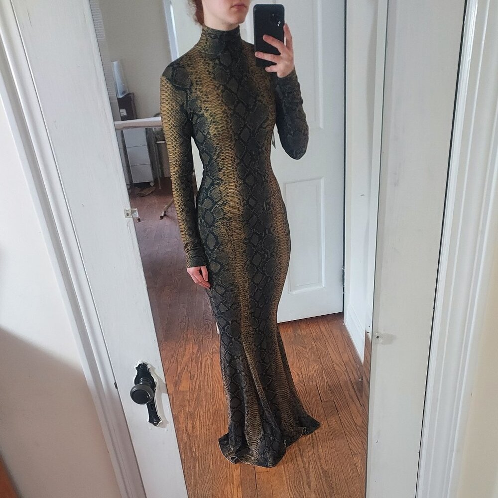 Norma Kamali Snake Python Turtleneck Long Sleeve … - image 1